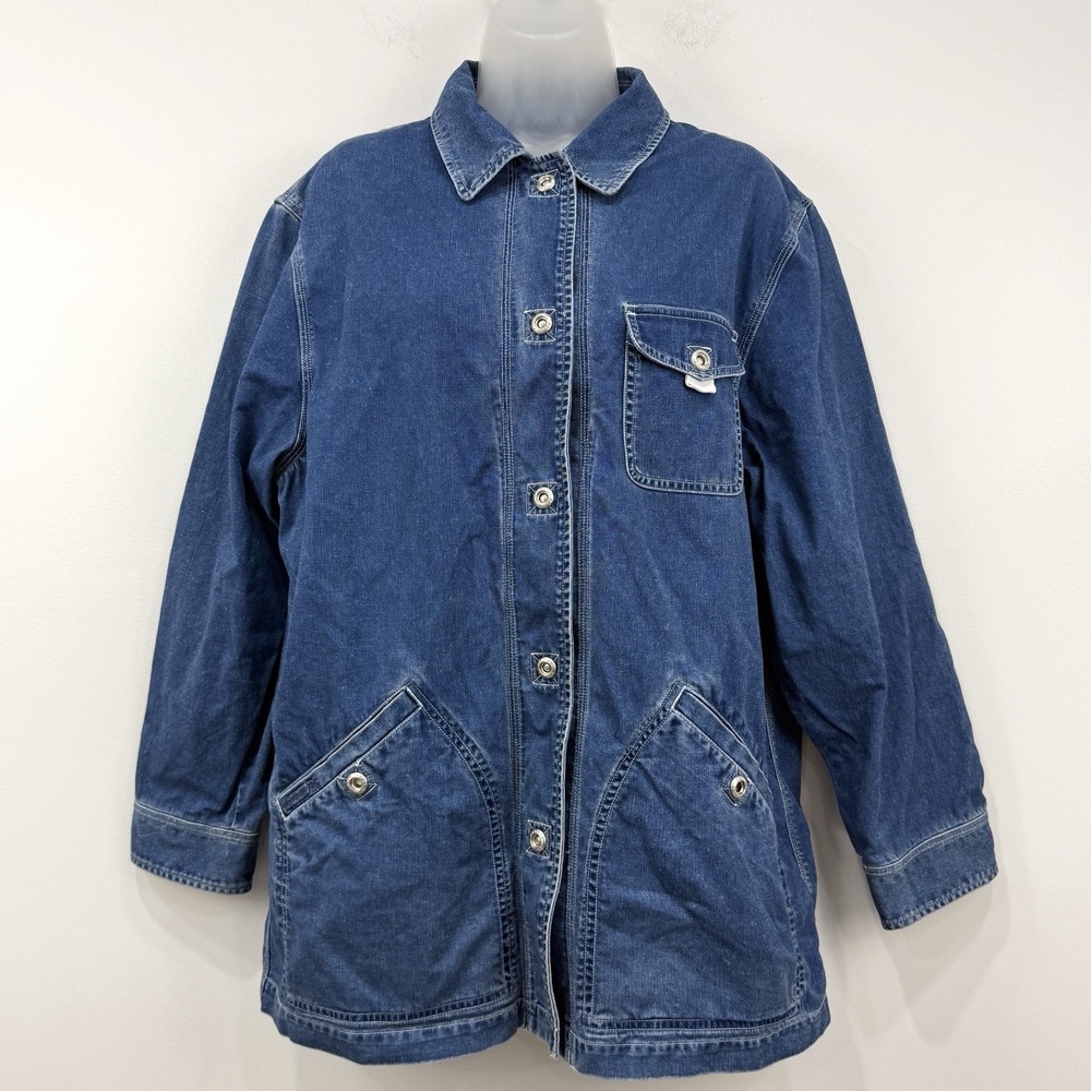 VTG 90s Ralph Lauren Jeans Co Denim Utility Chore Jacket L Barn Country Workwear